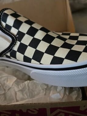 Vans Checkerboard Slip-On Sneakers in Black and White